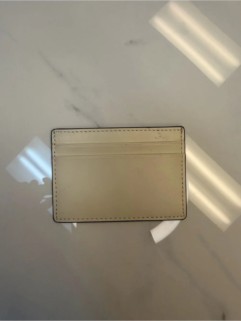 kate spade Navy Glitter Patent Card Holder with Gold Spade Logo